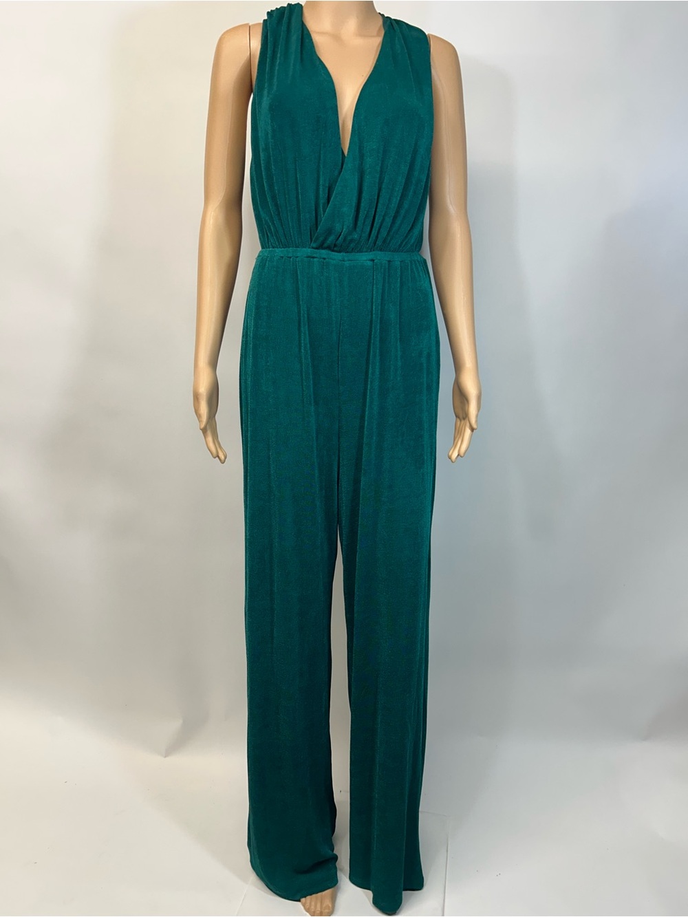 NWT Main Strip Teal Sleeveless V-Neck large Jumpsuit